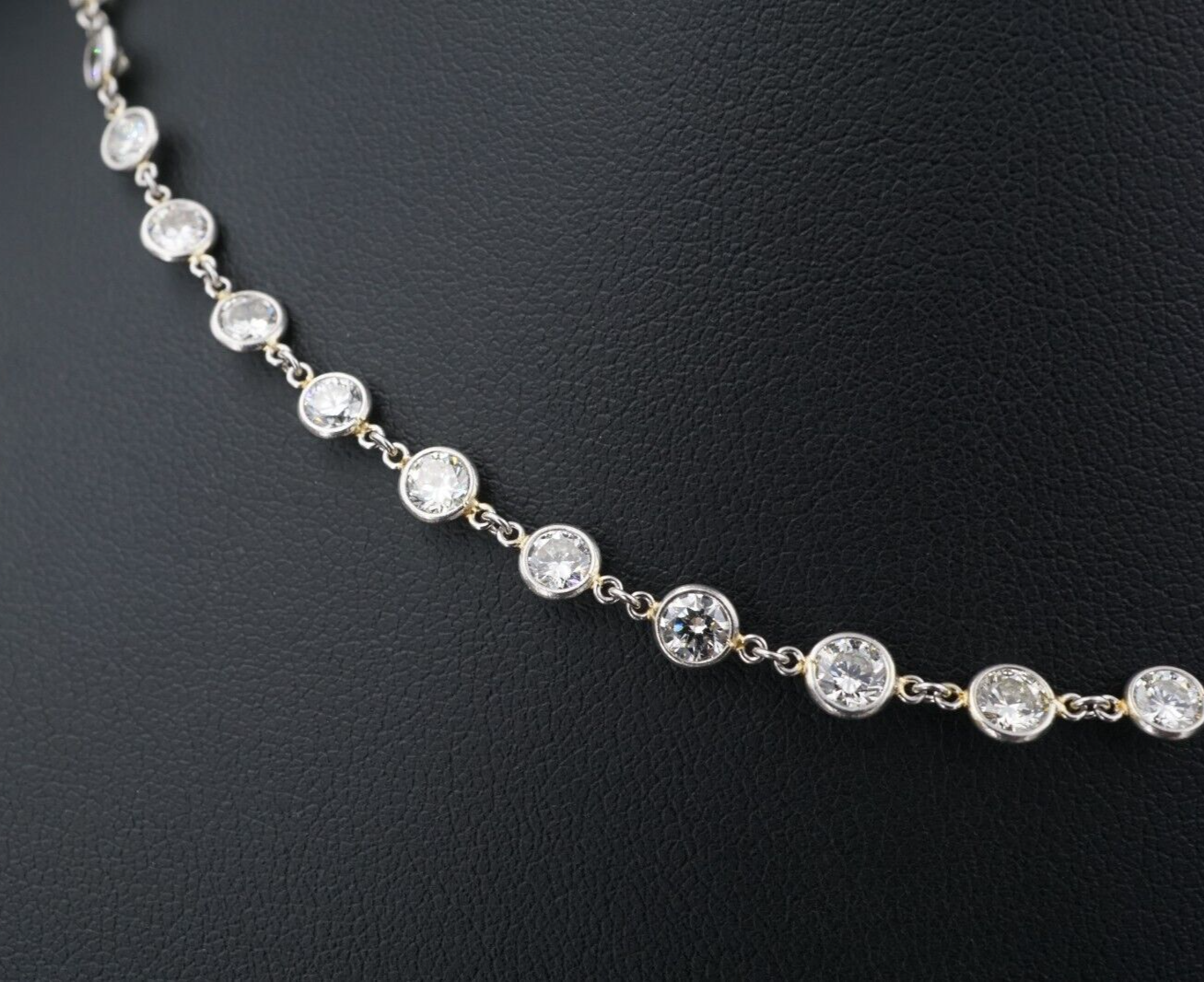 Platinum Diamond Station Necklace 9 carats Bezel Set 15" DBTY, view 5