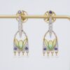 Masriera 18k Earrings Natural Sapphire Diamond Enamel Plique a Jour, view 4