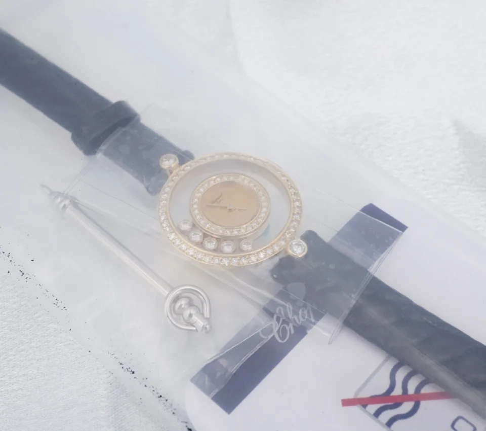 Chopard Happy Diamonds 18k Gold Watch 24mm 5 Floating Diamonds w/Box 4097 W1367