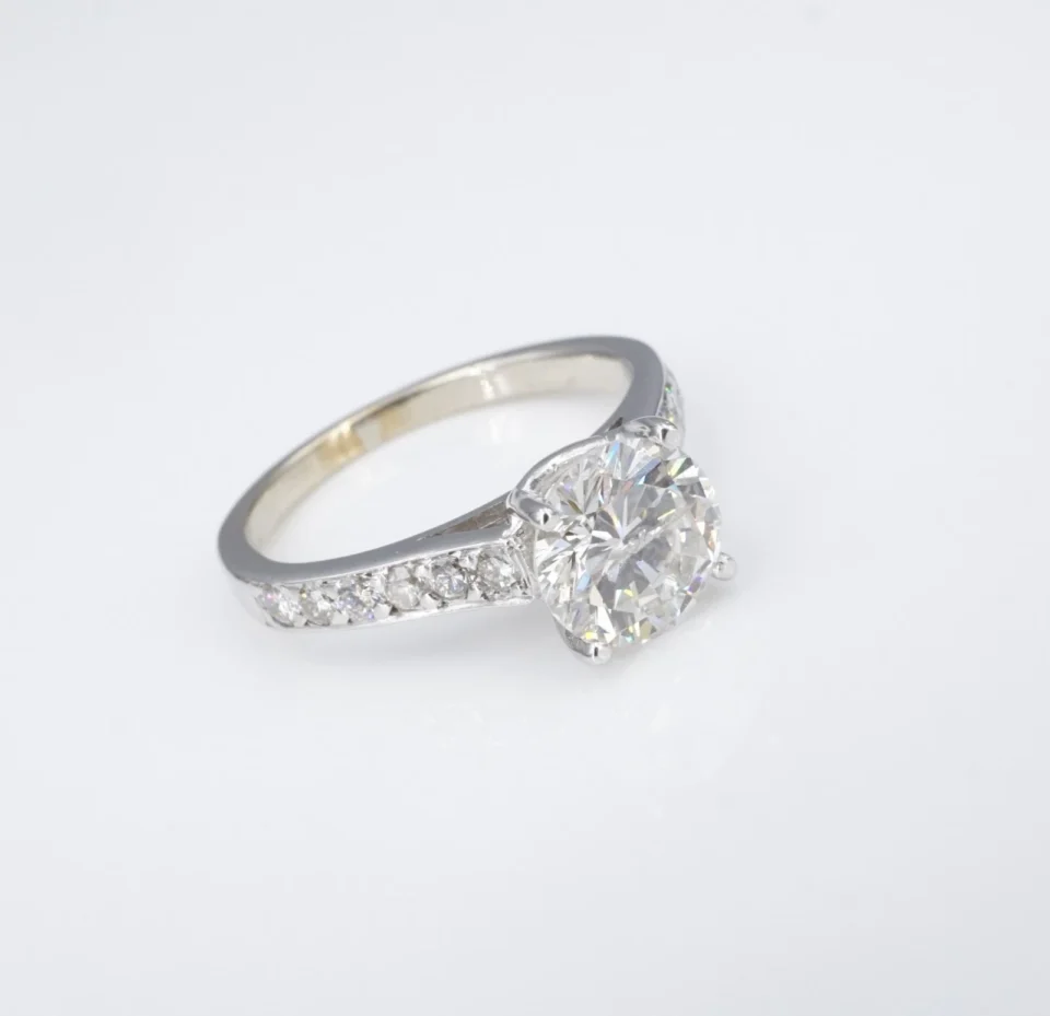 14k Diamond Engagement Ring White Gold 1.75ctw Round Size 5.5, view 4