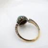 1870s French Renaissance Revival Black Enamel Diamond Turquoise Ring Sz 6, view 4