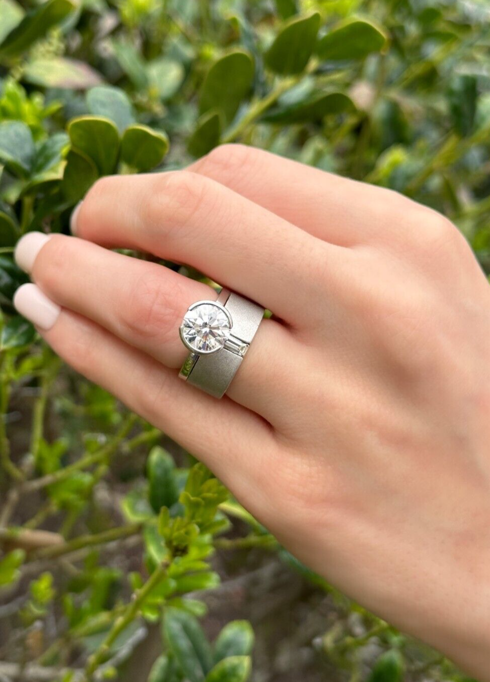 Diamond Engagement Ring Platinum 3ctw Modern Solitaire Size 5 Heavy, view 3