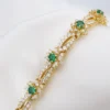 Natural Emerald & Diamond Bracelet 18k Yellow Gold 11 carats 6.5" Estate, view 7