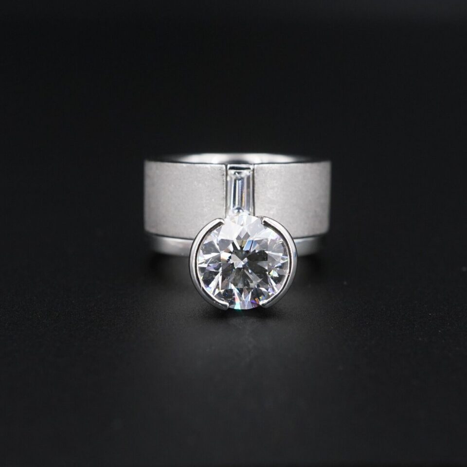 Diamond Engagement Ring Platinum 3ctw Modern Solitaire Size 5 Heavy CO1228