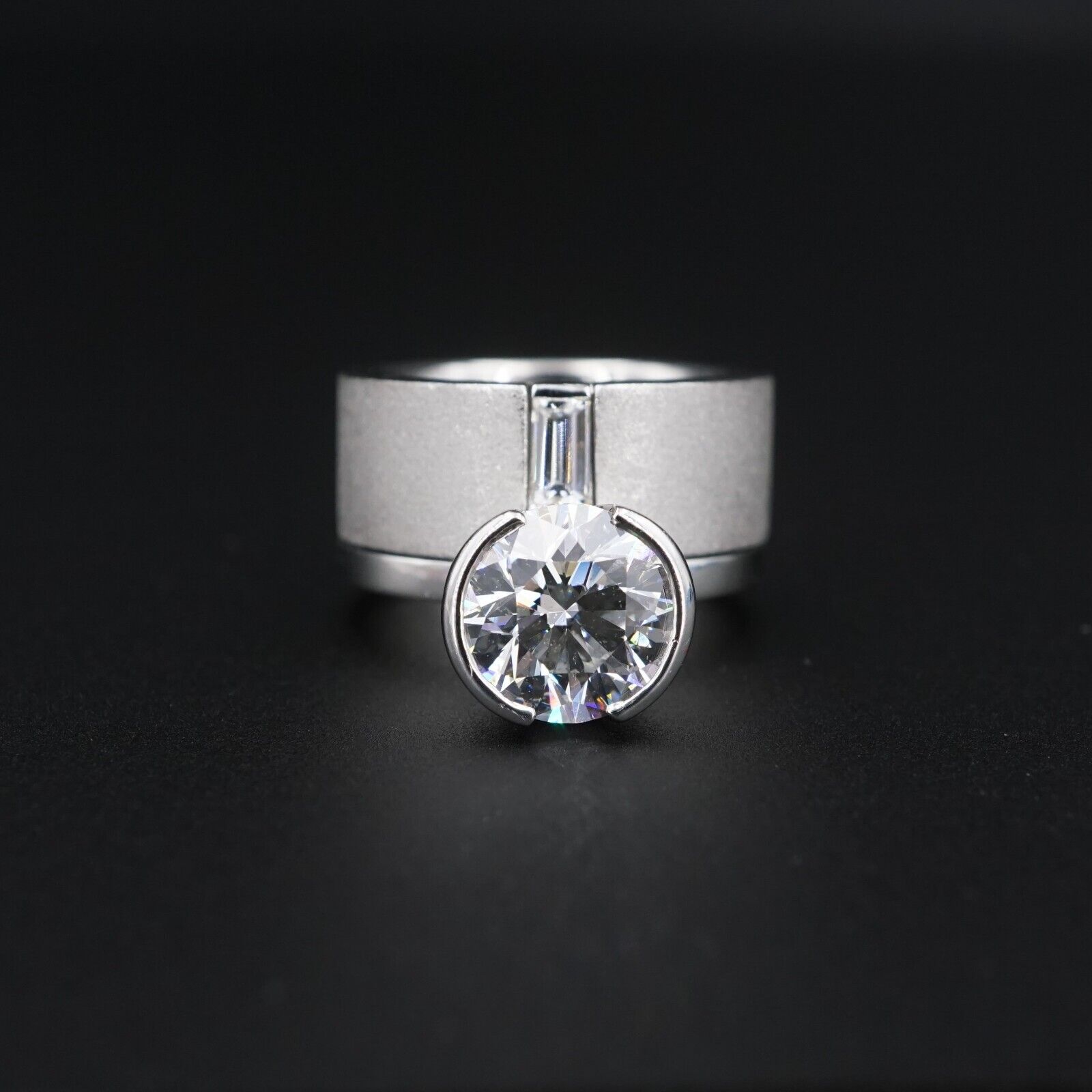 Diamond Engagement Ring Platinum 3ctw Modern Solitaire Size 5 Heavy, view 1