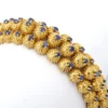18k Sapphire Textured Thistle Link Bracelet Yellow Gold 7" Triple Row, view 4