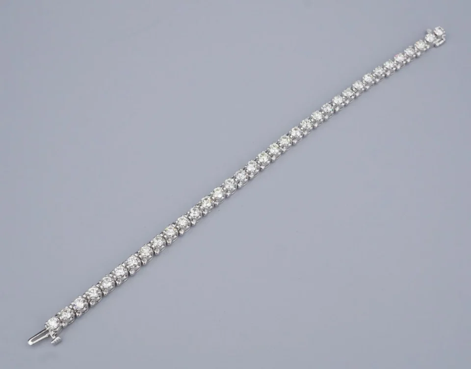 6 Carat Natural Diamond Tennis Bracelet 14k White Gold 7" Vintage, view 2