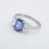 Ceylon Sapphire Diamond Ring 3ctw GIA Platinum No Heat 3 Stone Size 8.25, view 7