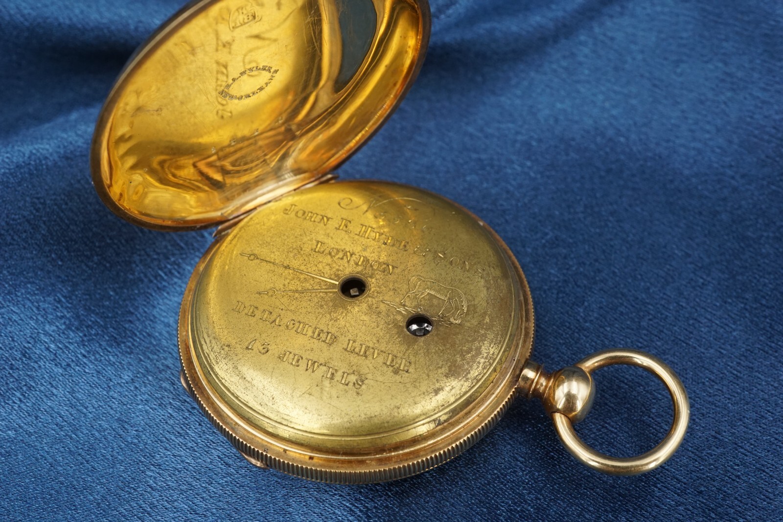 Solid 18k Gold Enamel John E Hyde & Sons Pocket Watch 1850 13j London 51mm, view 4