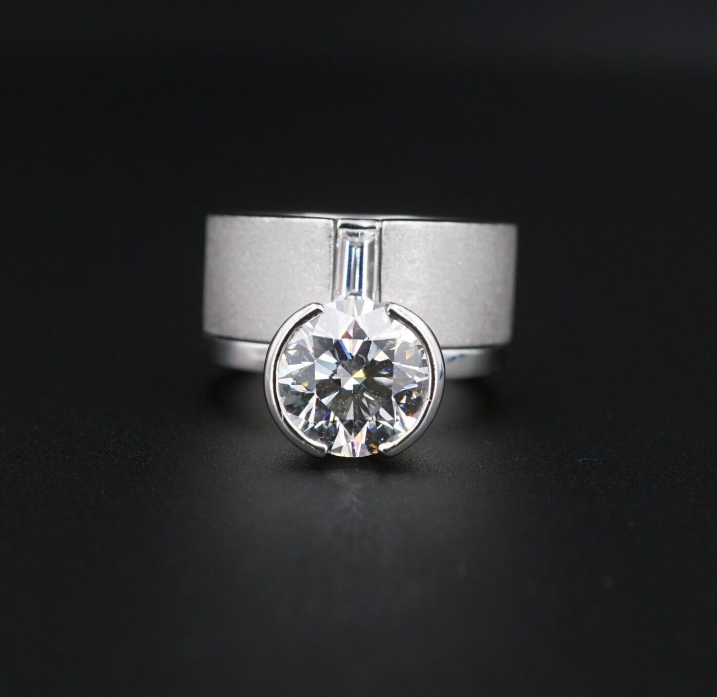 Diamond Engagement Ring Platinum 3ctw Modern Solitaire Size 5 Heavy, view 5