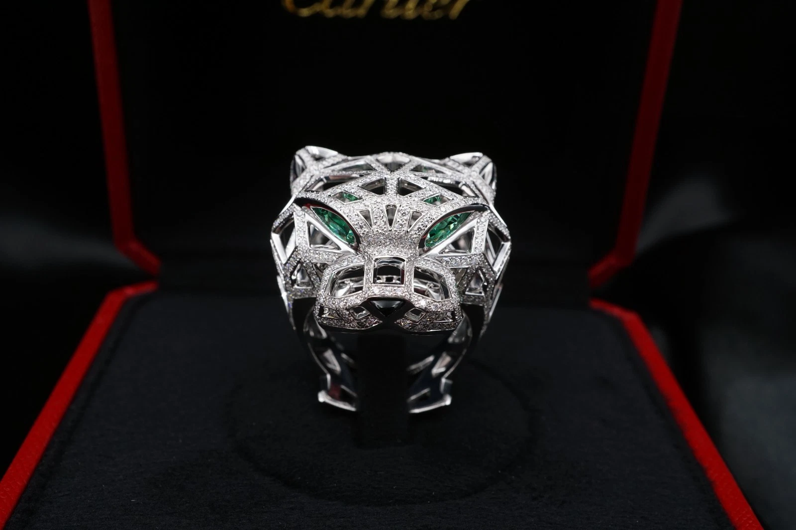 Cartier Panthère de Cartier 18k White Gold Diamond Ring Size 65 w/ Box, view 5