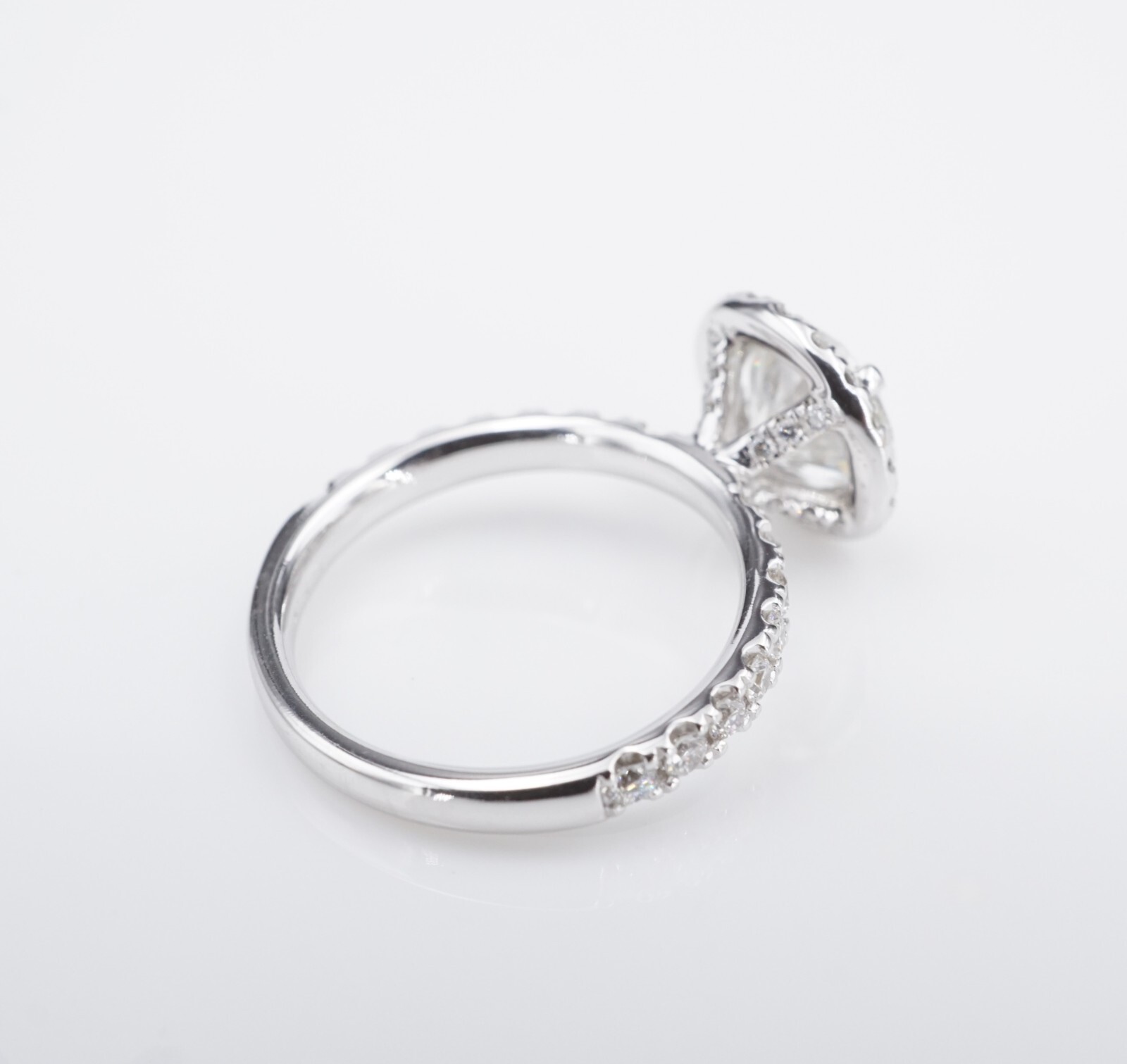 Diamond Halo Engagement Ring Size 4.5 2ctw 14k White Gold G VS1 RBC GIA, view 5