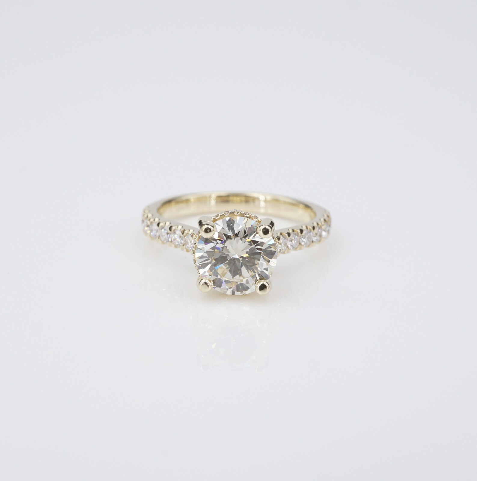 Diamond Hidden Halo Engagement Ring Size 6.5 2.25ctw RBC 14k Yellow Gold, view 2