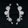 Van Cleef Arpels Folie de Pres Flower Diamond Earrings 18k 2" w/ Box, view 1