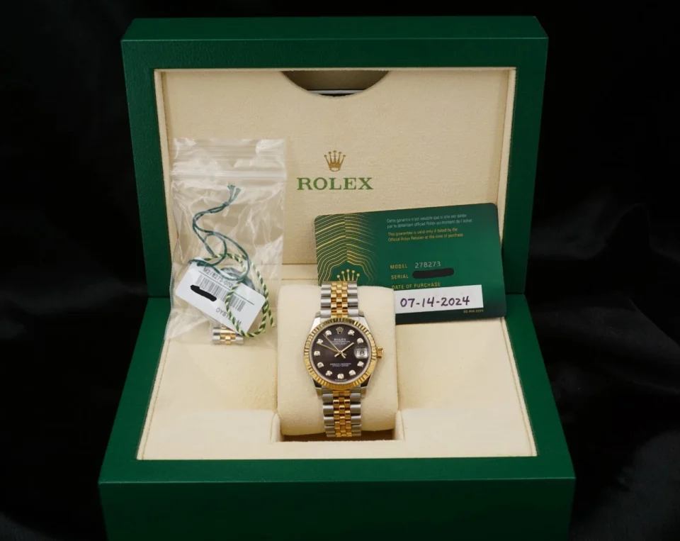 Rolex Datejust 31mm 2024 278273 Jubilee Fluted Black MOP Diamond Box Card W1361