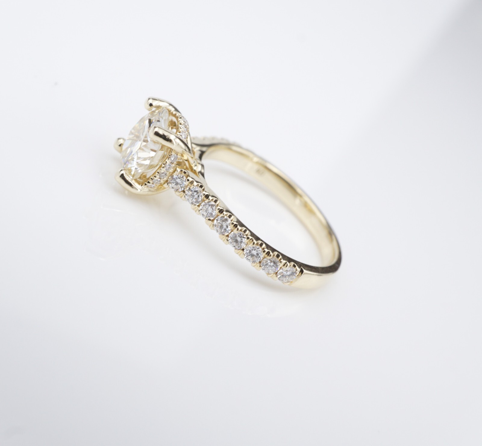 Diamond Hidden Halo Engagement Ring Size 6.5 2.25ctw RBC 14k Yellow Gold, view 7