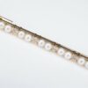 Vintage 18k Diamond Pearl Bar Pin Brooch Yellow Gold 1/2 carat 2", view 1