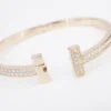 Tiffany T T1 Wide Diamond Hinged Bangle 4.08ct 18k Rose Gold Bracelet, view 8