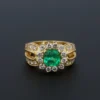 18k Gold 1.1ct Colombian Emerald Diamond Halo Cocktail Ring Sz 7 GIA F1, view 3