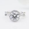 David Yurman Lanai Diamond Halo Engagement Ring Platinum 1.5ct F VS1 GIA, view 3