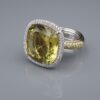 18k Palmiero 20ct Green Beryl Yellow Diamond Halo Cocktail Ring Size 7.5, view 3