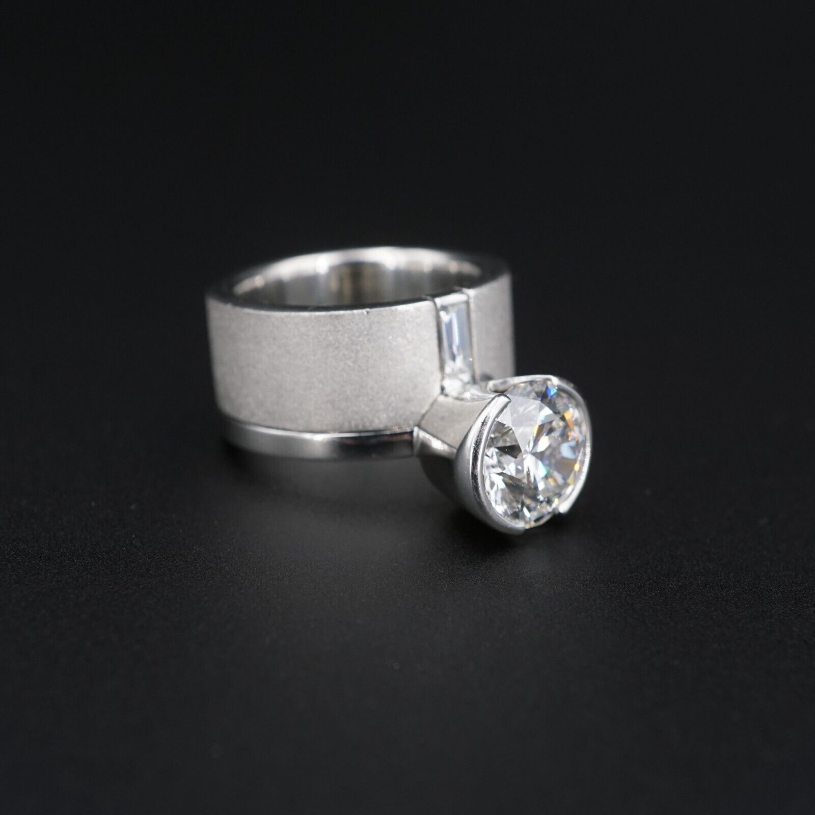 Diamond Engagement Ring Platinum 3ctw Modern Solitaire Size 5 Heavy, view 9