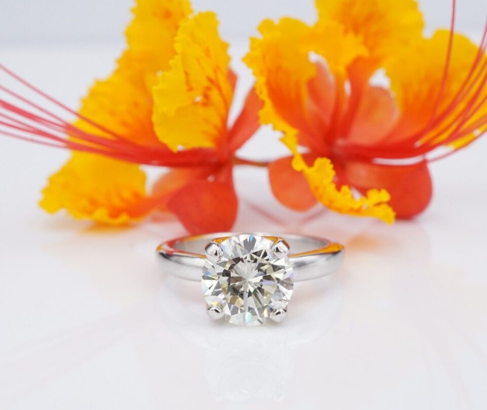 Diamond Engagement Ring 14k White Gold GIA VS2 Solitaire 3ct Size 6.5, view 2