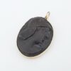 Vtg Wesley Emmons 14k Yellow Gold High Relief Carved Lava Cameo Pendant, view 1