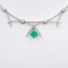 Vintage 2.5ct Colombian Emerald Diamond Bib Necklace 14k White Gold 16", view 6
