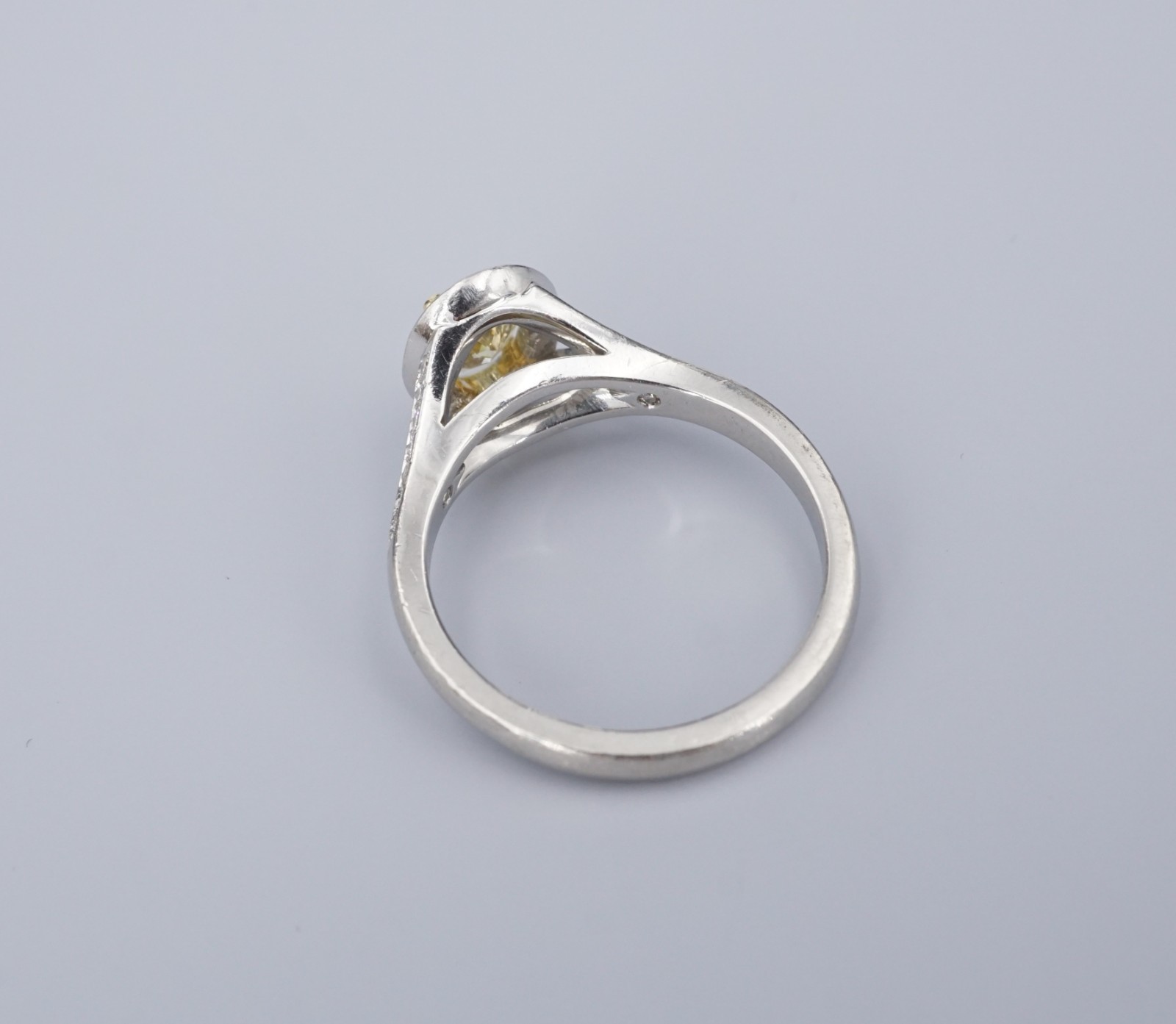 GIA Natural Fancy Intense Yellow Diamond Platinum Halo Ring 1ctw Size 7.5, view 7