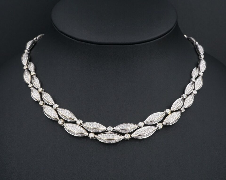 18k Diamond Necklace Bracelet Suite White Gold Salvini 8.5 ctw Italy CO1050