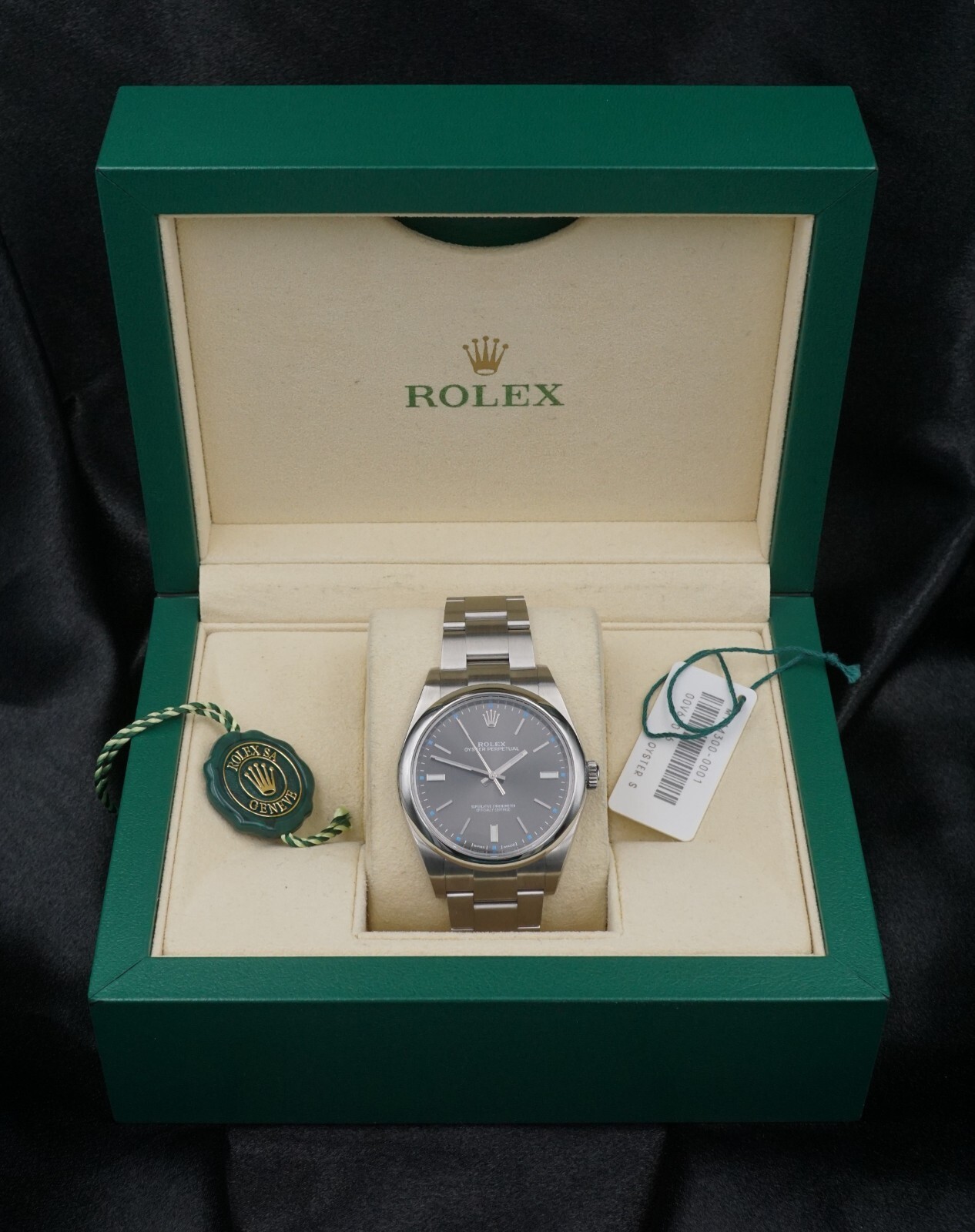 Rolex Oyster Perpetual 114300 39mm 2016 Dark Rhodium Dial Box Card, view 3