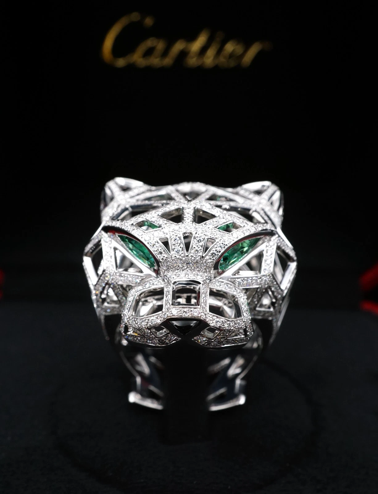 Cartier Panthère de Cartier 18k White Gold Diamond Ring Size 65 w/ Box, view 7