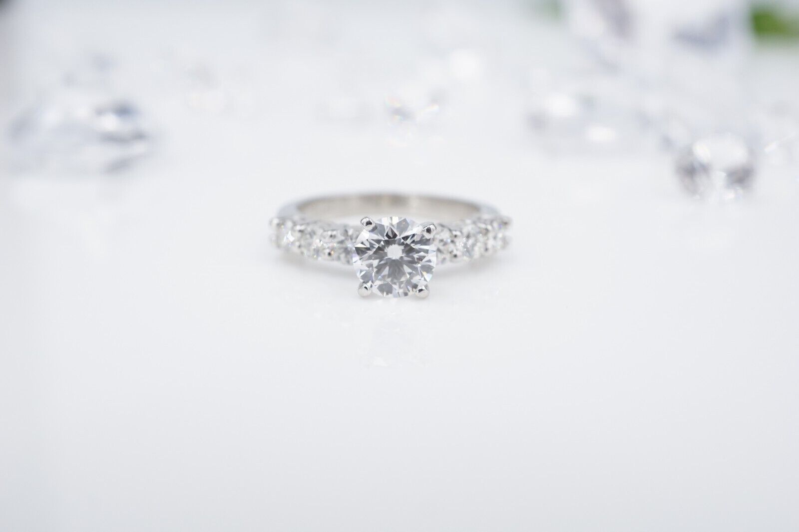 Platinum Diamond Engagement Ring Bridal Set E VS1 2.75 ct Size 7 AGS Cert, view 8