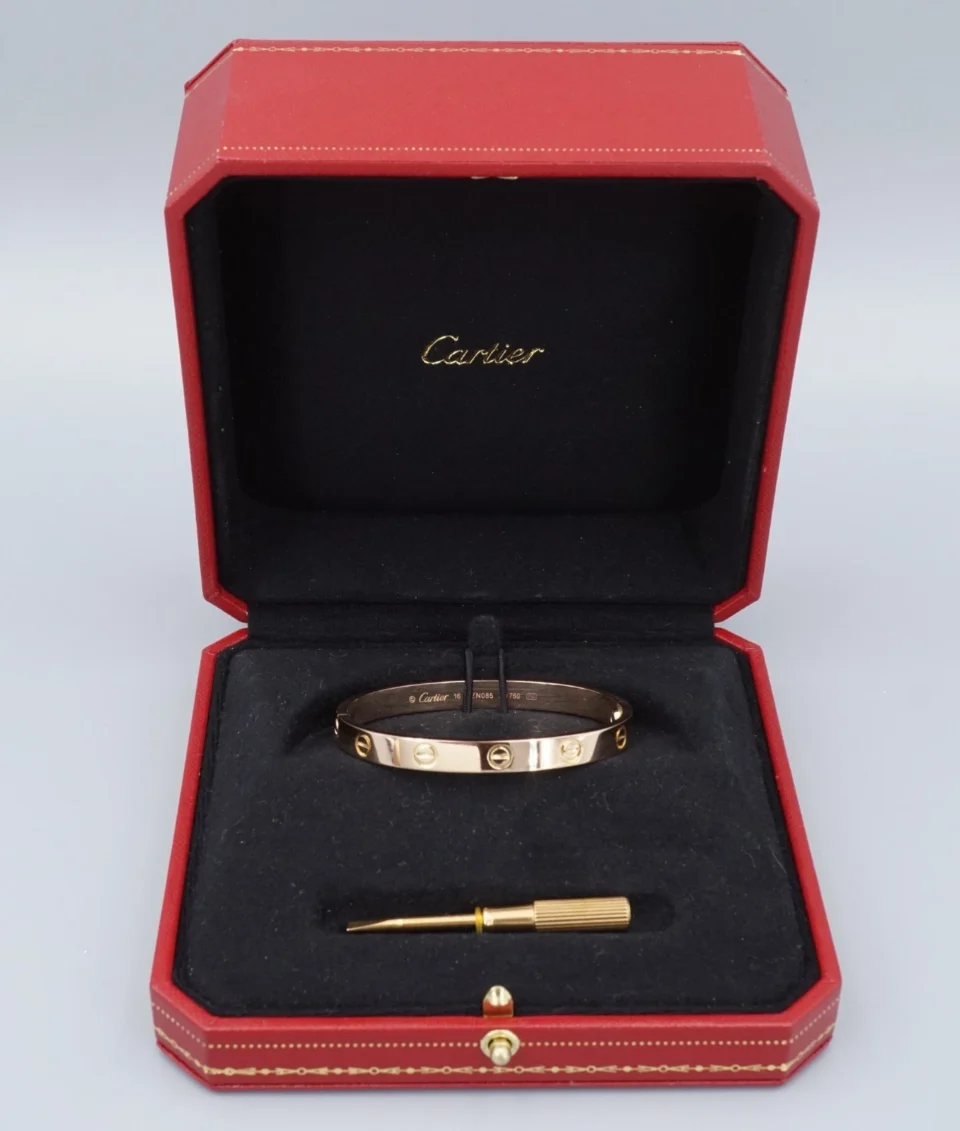 Cartier LOVE Bracelet, 18k Rose Gold, with Box, Screwdriver and New Screw
