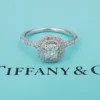 Tiffany & Co. Soleste Diamond Halo Ring Platinum Size 7.5 1 ctw Cushion, view 1