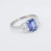 Ceylon Sapphire Diamond Ring 3ctw GIA Platinum No Heat 3 Stone Size 8.25, view 8