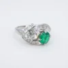 2.7ct Natural Emerald & Diamond Bypass Toi et Moi Ring Size 6 Vintage, view 1
