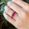 Ruby Eternity Band Stacker Ring 8.7ctw Emerald Platinum Size 6.5 Wide, view 6