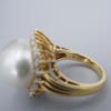 18k Gold Mikimoto 16mm Baroque South Sea Pearl Diamond Halo Ring Sz 5.75, view 9