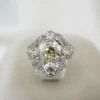Antique Edwardian Old Mine Diamond Ring 4 ctw Platinum White Gold Size 6, view 7