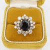 Vintage Sapphire Diamond Halo Ring Natural Blue 18k Yellow Gold 6.5 ctw, view 4
