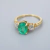 18k Gold Natural Colombian Emerald Diamond Ring 3-Stone 2.5 ctw Sz 8 GIA, view 5