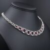 Vintage 14k White Gold Diamond Ruby Necklace 16" Collar Floral 3ctw, view 3