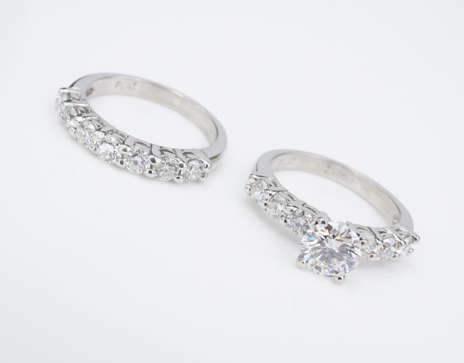Platinum Diamond Engagement Ring Bridal Set E VS1 2.75 ct Size 7 AGS Cert, view 14