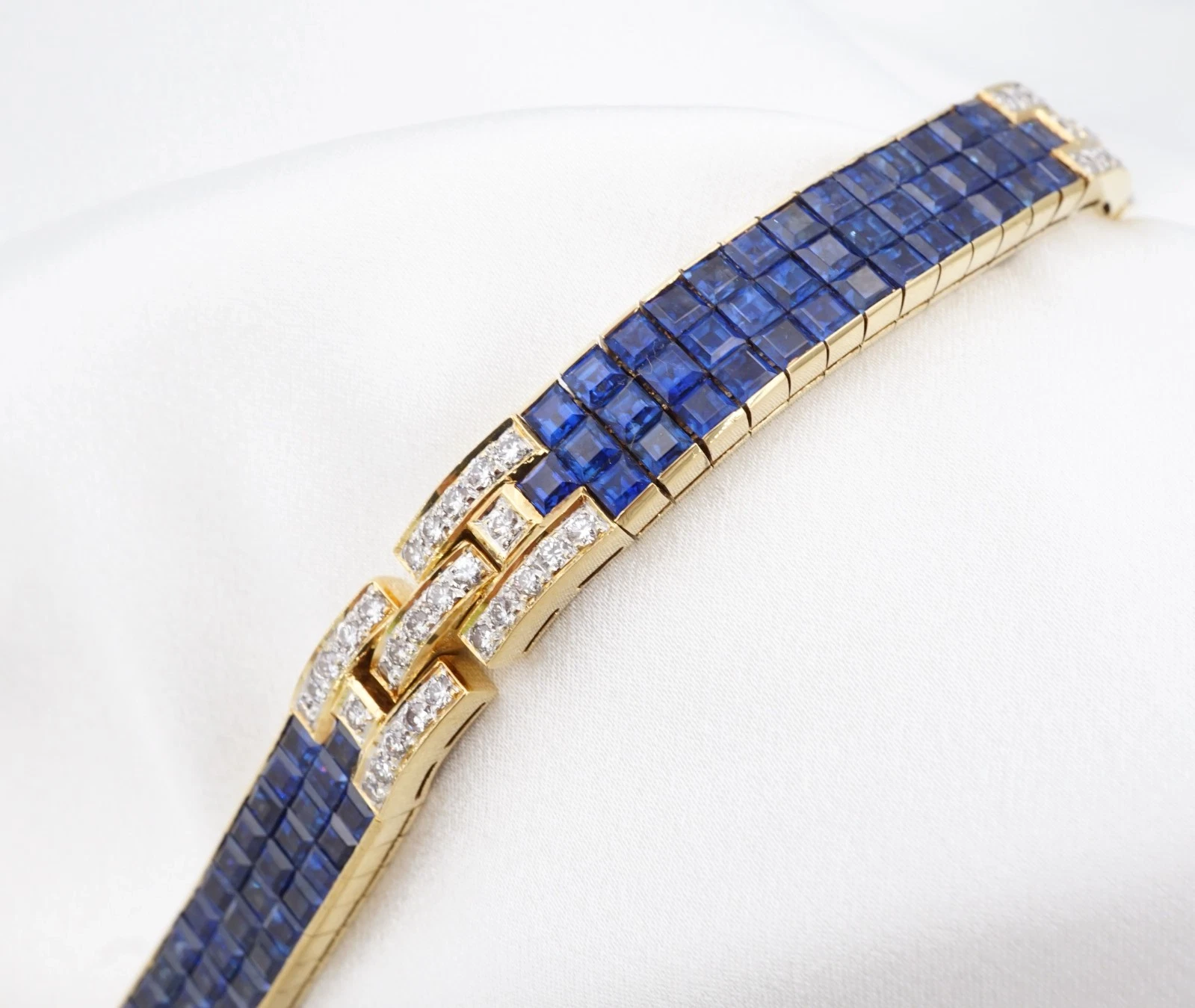 Craig Drake 18k 25cttw Natural Sapphire & Diamond Bracelet Yellow Gold 7", view 1