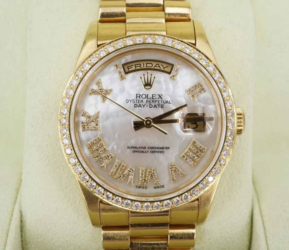 18k Yellow Gold Rolex President 36mm 18238 Roman Diamond Day Date Warranty W1164