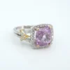 18k Pink Sapphire Diamond Halo Engagement Ring Tri Gold Size 7, view 5