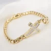 David Yurman 18k Diamond Cross Station Bracelet Yellow Gold 9" 5mm, view 3