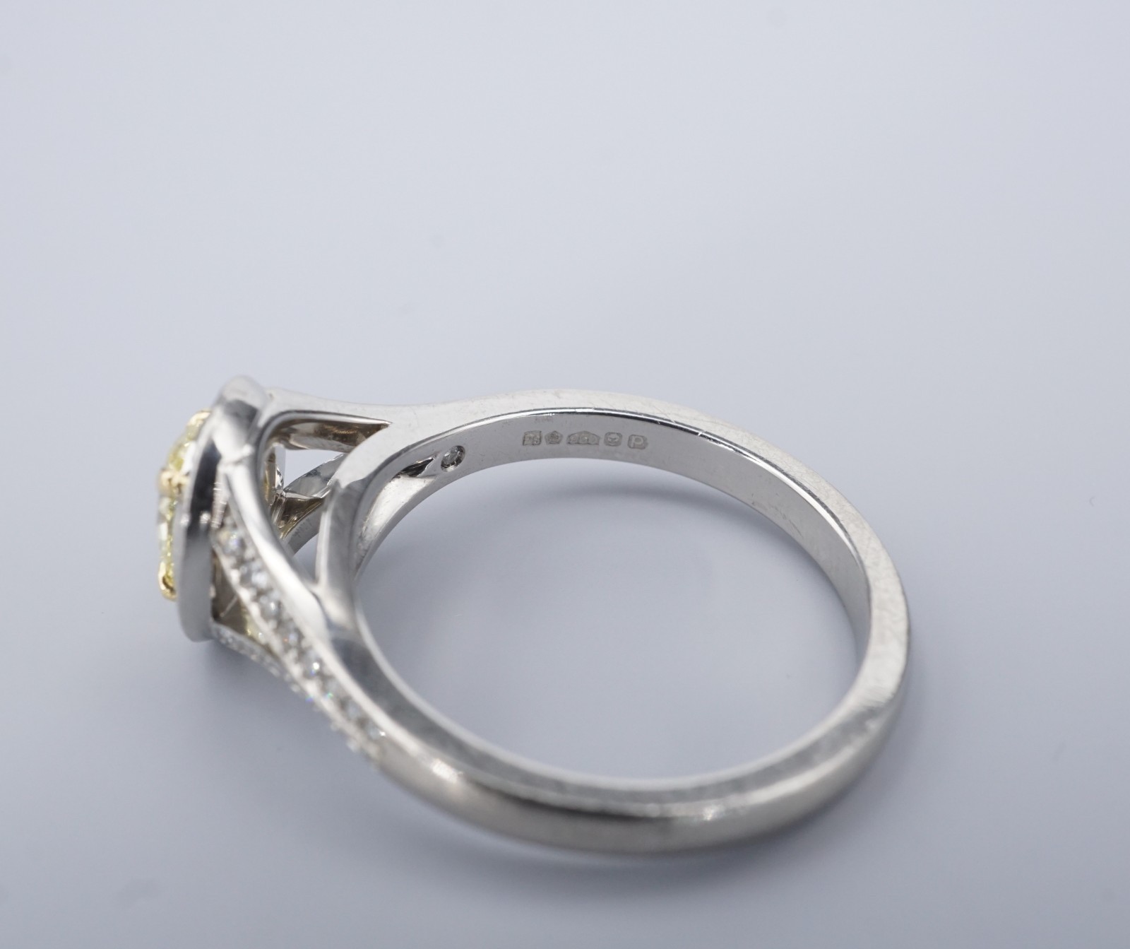 GIA Natural Fancy Intense Yellow Diamond Platinum Halo Ring 1ctw Size 7.5, view 8